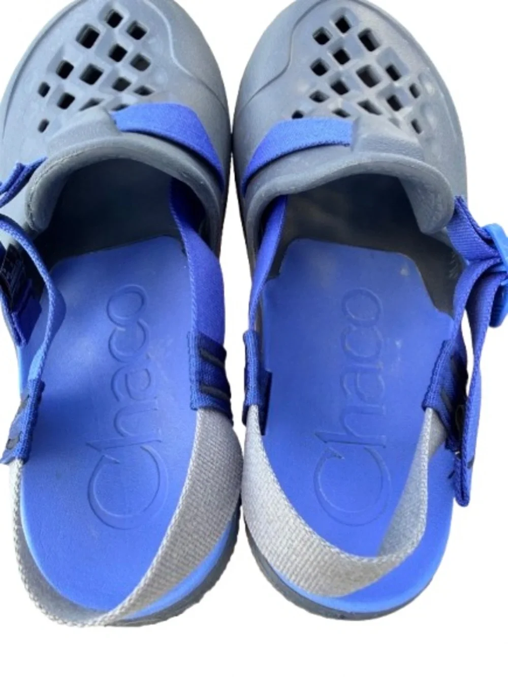 Chaco Chillos Clog Gray Blue Recovery Sandals Slip On Comfort Shoes Size 10